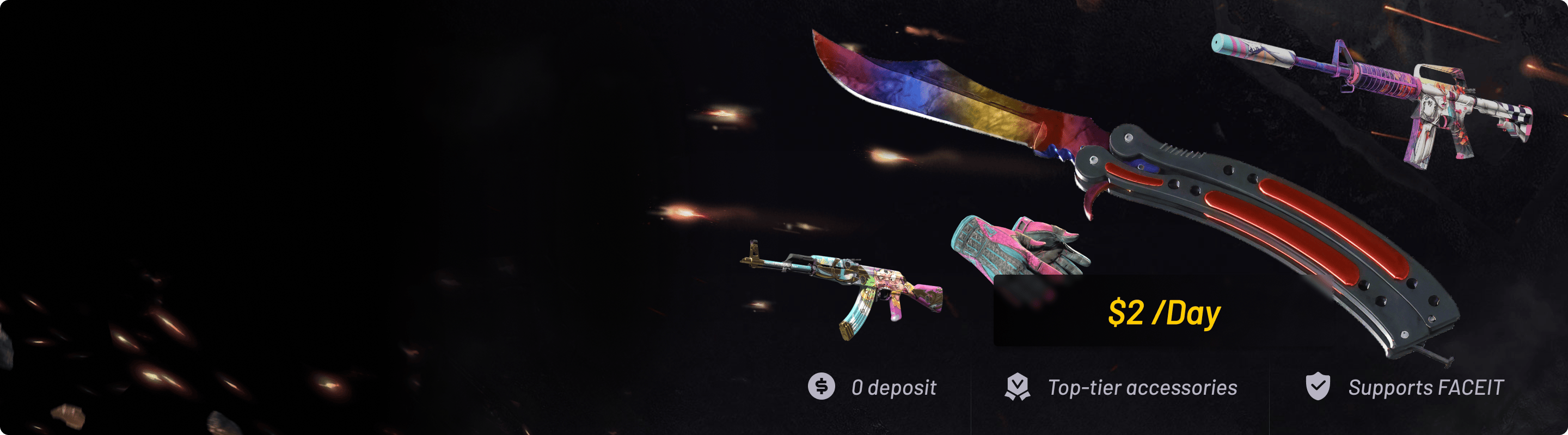 0 deposit, rent top-tier skins, FaceIT supported